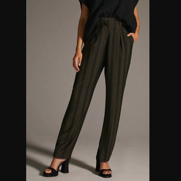 Anthropologie Tiny Pleated Striped Pants - New Size 10 - Picture 4 of 9